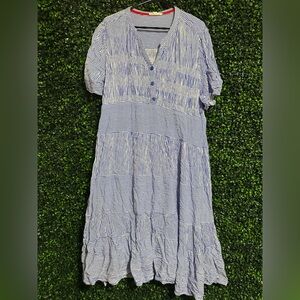 Navy and White Striped Midi Dress